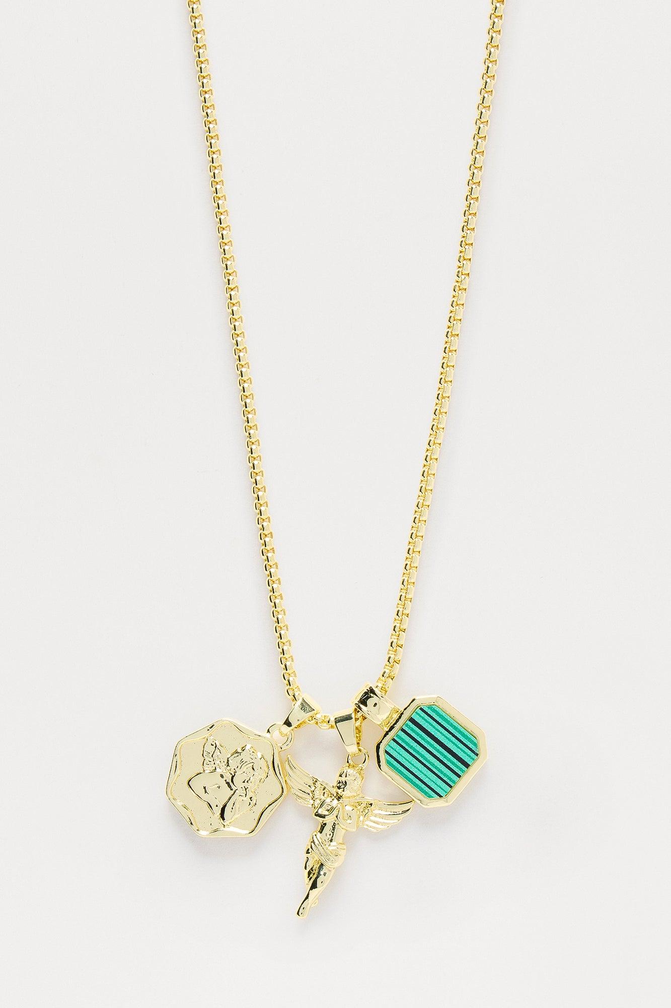 Angel Multi Charm Necklace - Gold Product Image