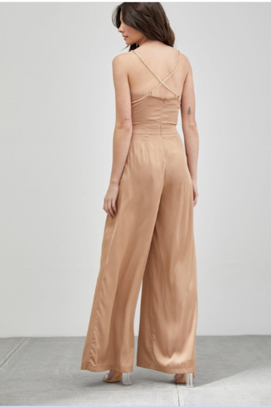 COWL NECK TRIM DETAIL JUMPSUIT Product Image