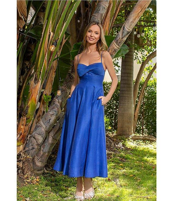 Muse by Marchesa Hydrangea A-Line Sweetheart Neckline Linen Blend Dress Product Image