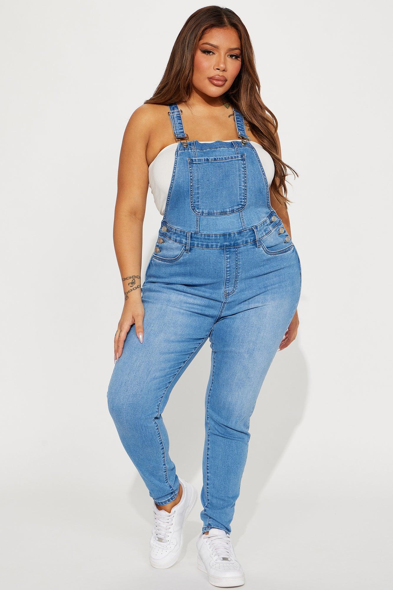 Always Petty Skinny Stretch Denim Overalls - Light Wash Product Image