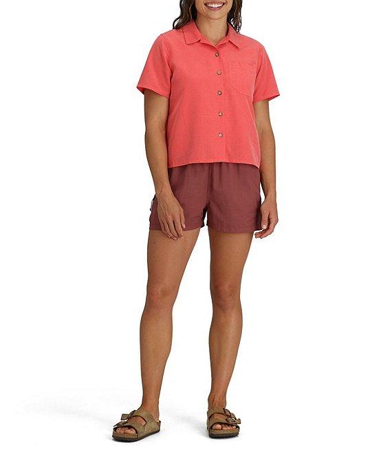 Royal Robbins Women's Desert Pucker Point Collar Short Sleeve Button Front Boxy Top Product Image