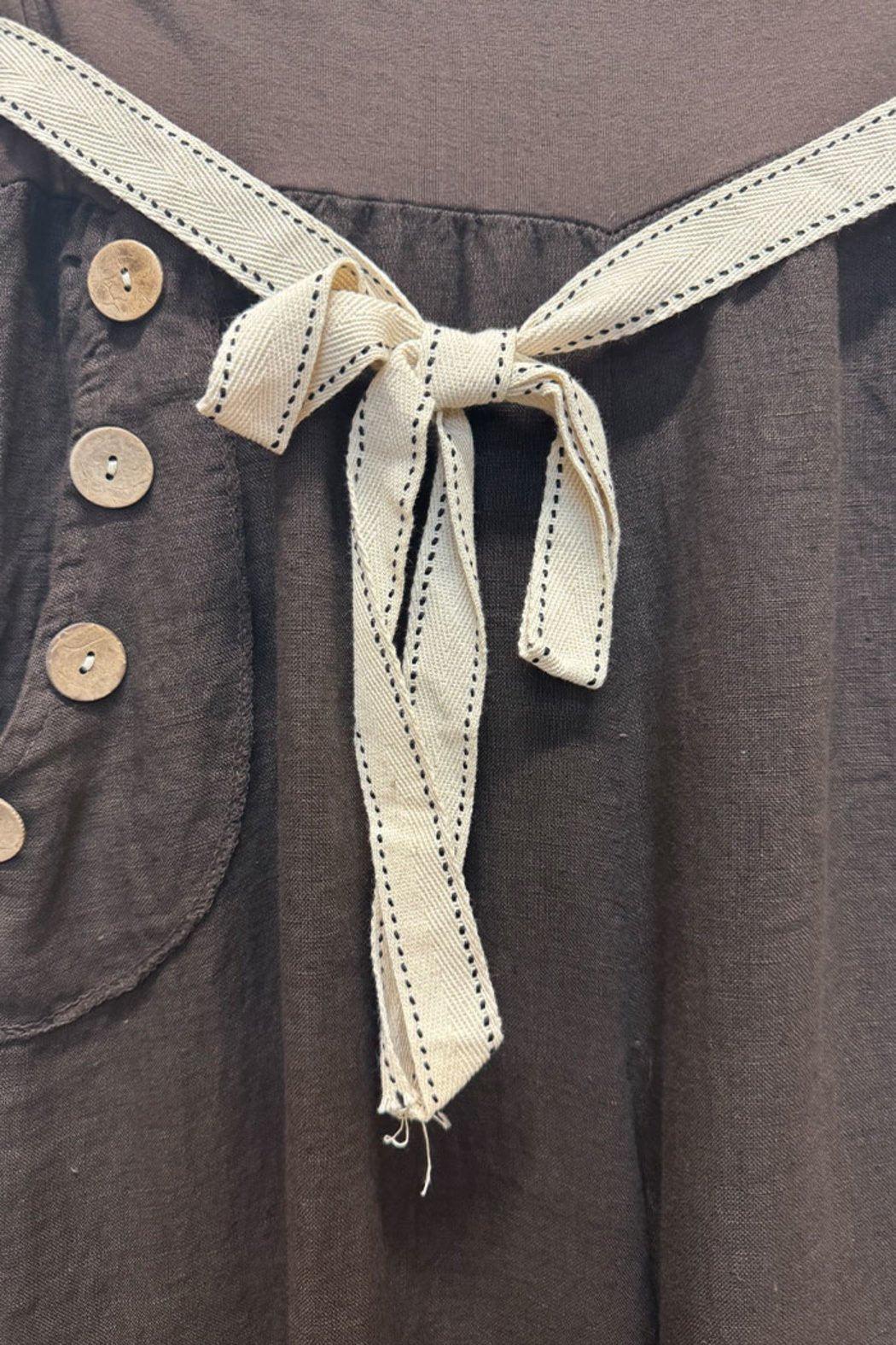 Italian Button Detail Linen Pants Product Image