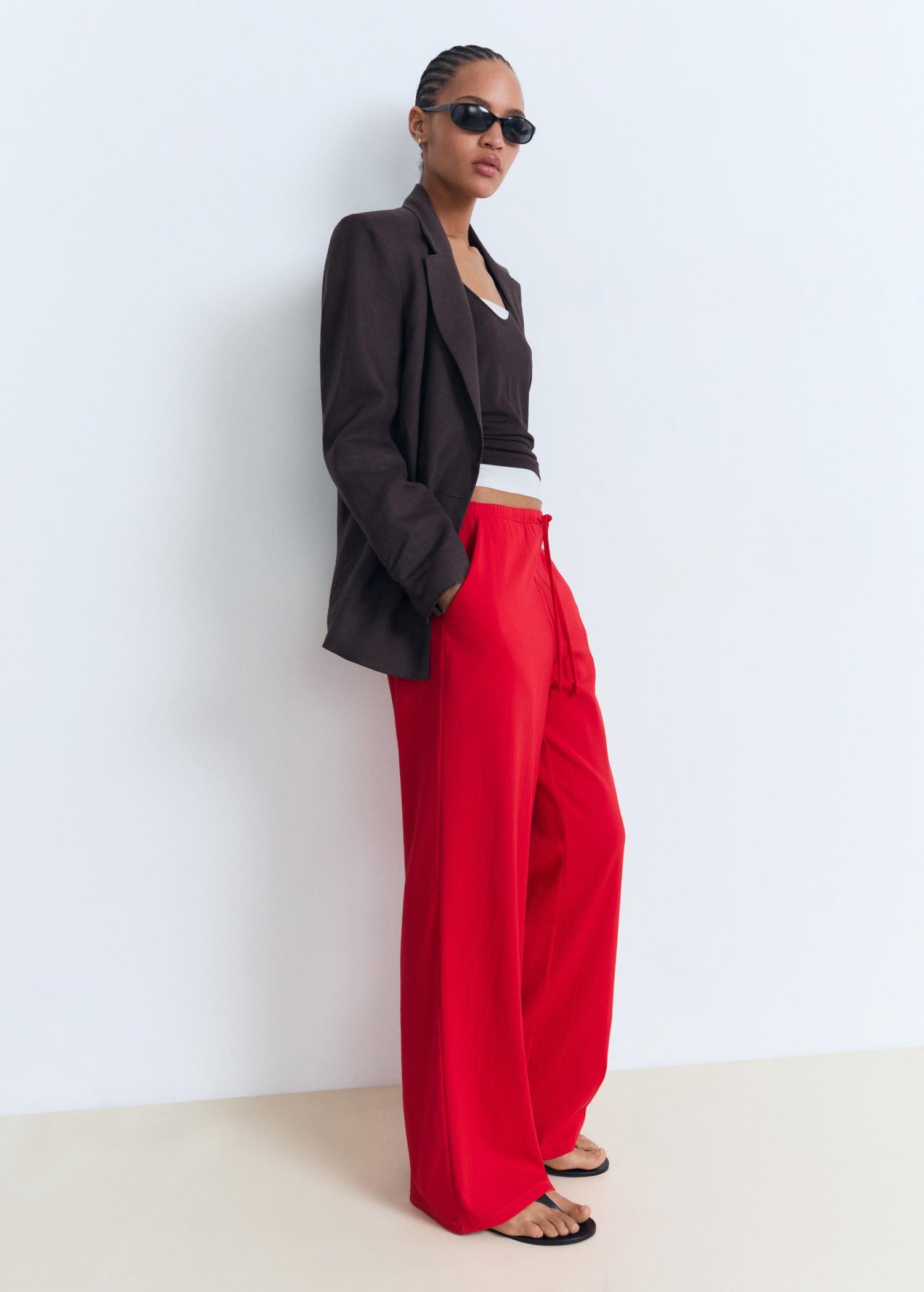 Drawstring straight pants - Women | MANGO USA Product Image