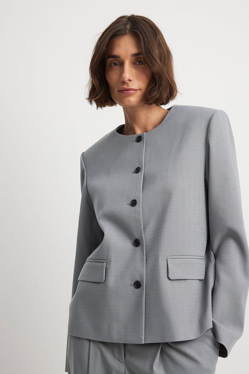 Oversized Round Neck Blazer Product Image