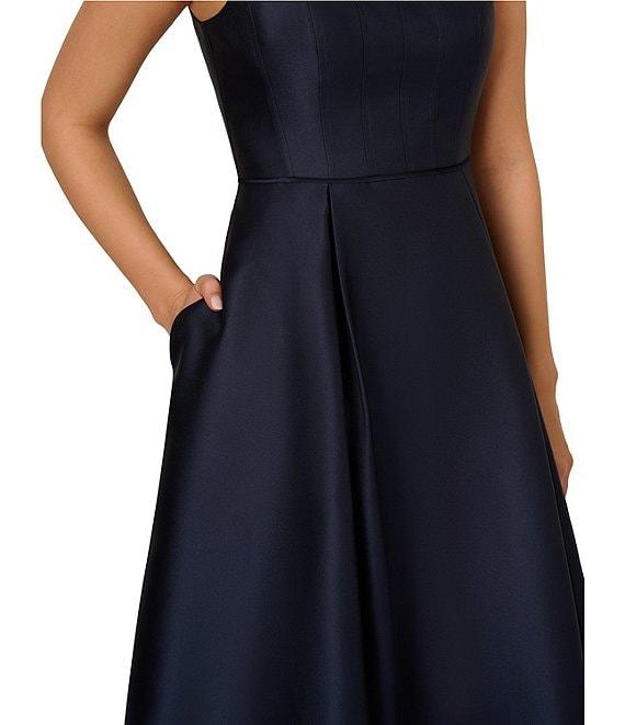 Adrianna Papell Mikado Square Neck Sleeveless A-Line Midi Dress Product Image