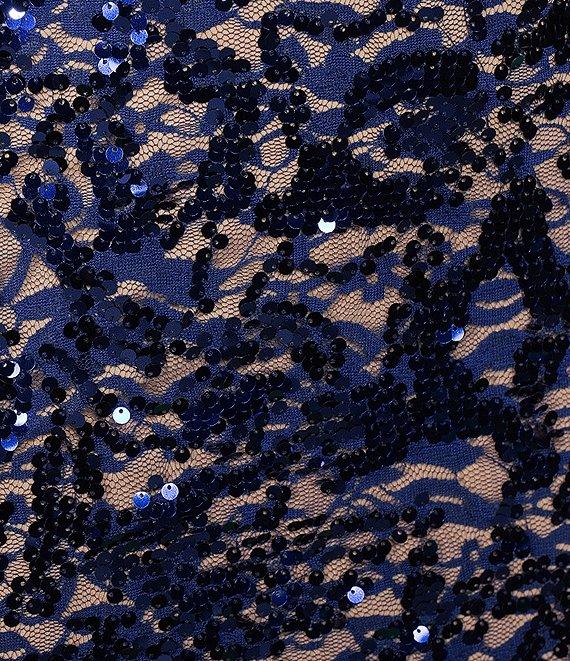 Honey and Rosie Sequins Lace Bungee Strap V-Neck Criss Cross Back Dress Product Image