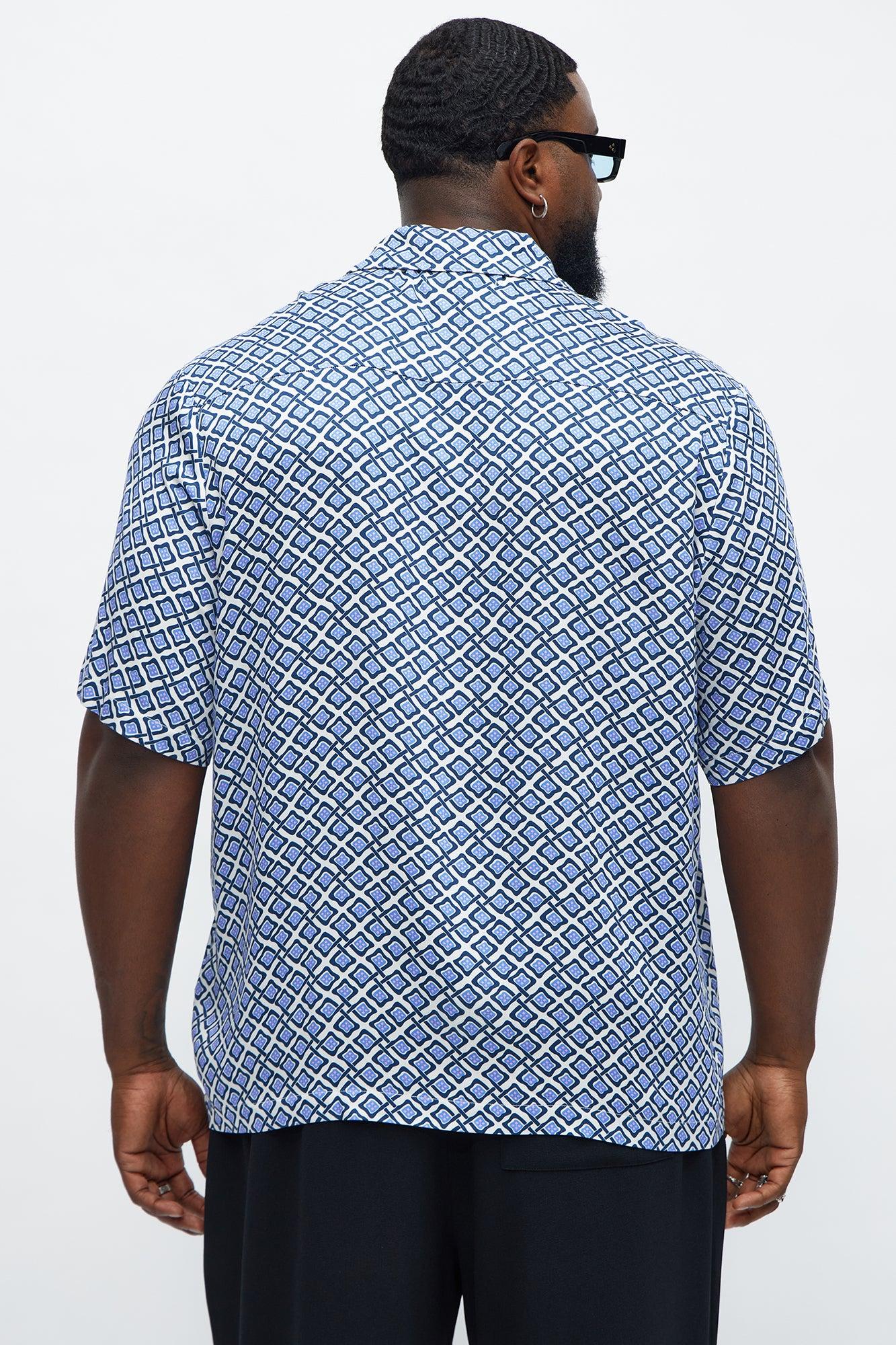Small Squares Button Up Shirt - Blue/combo Product Image