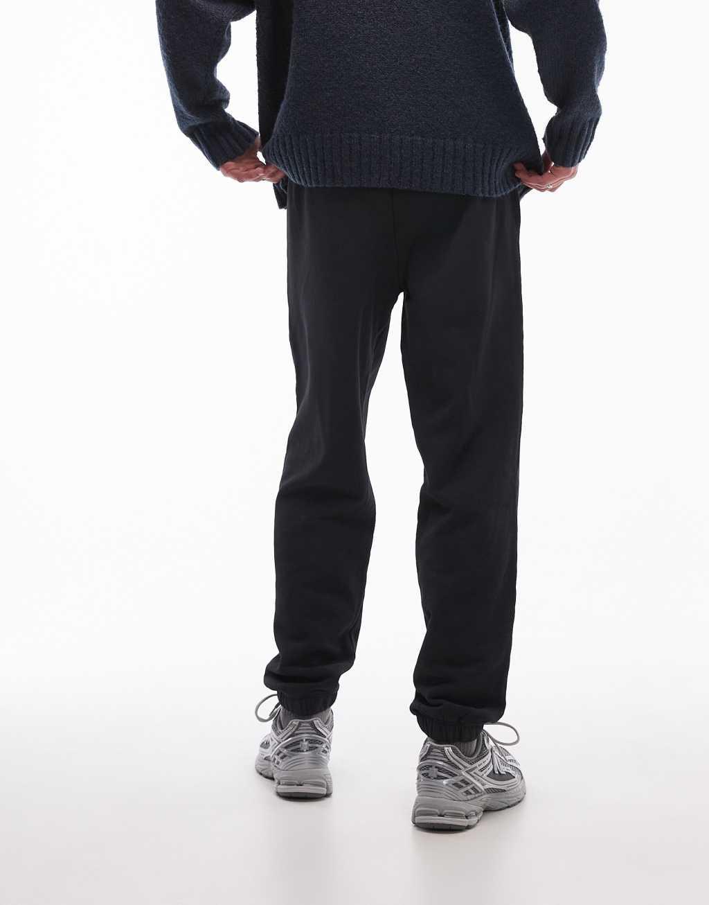 Topman washed oversized sweatpants in black Product Image