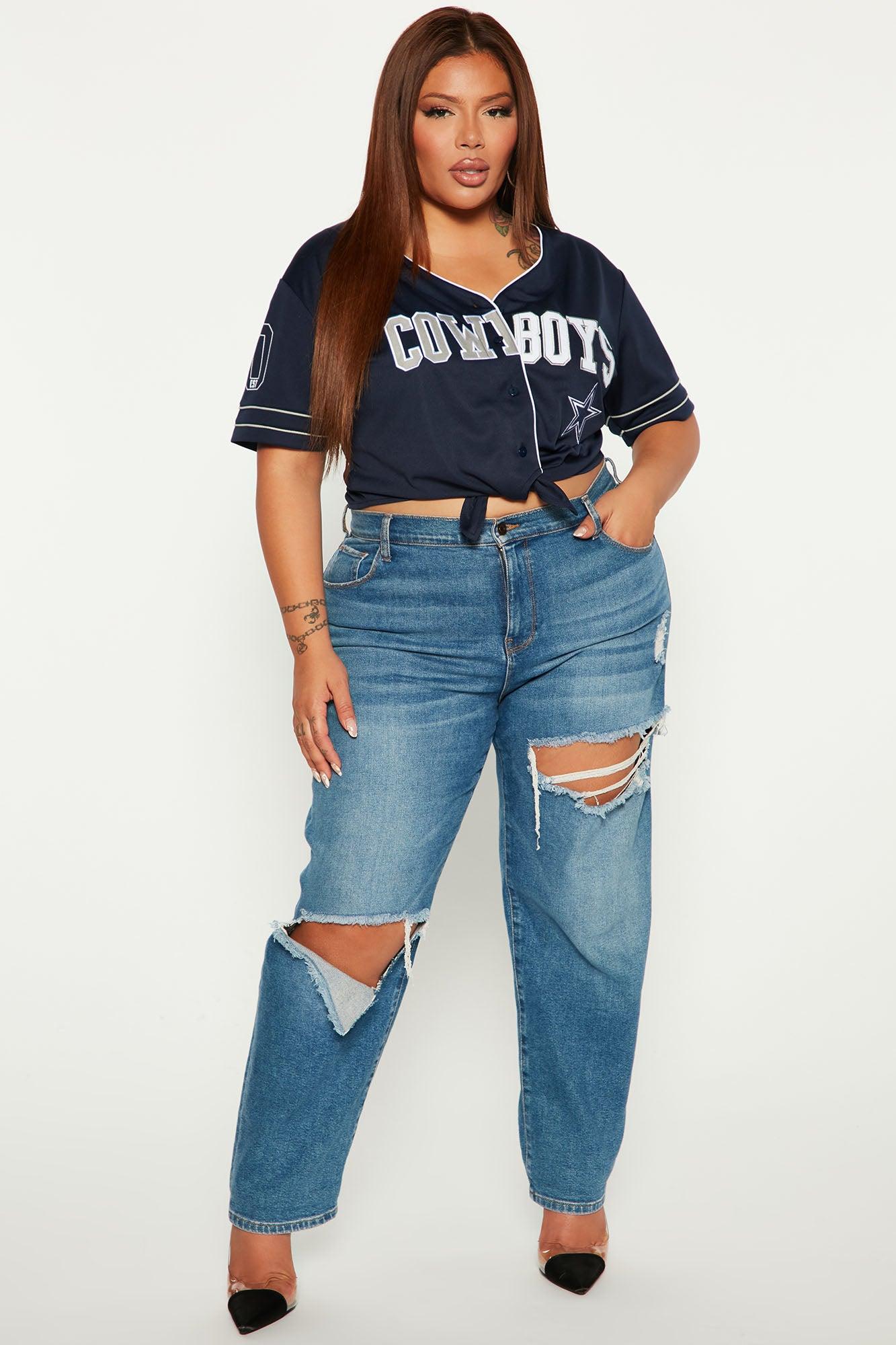 Dallas Cowboys Tie Front Top - Navy Female Product Image