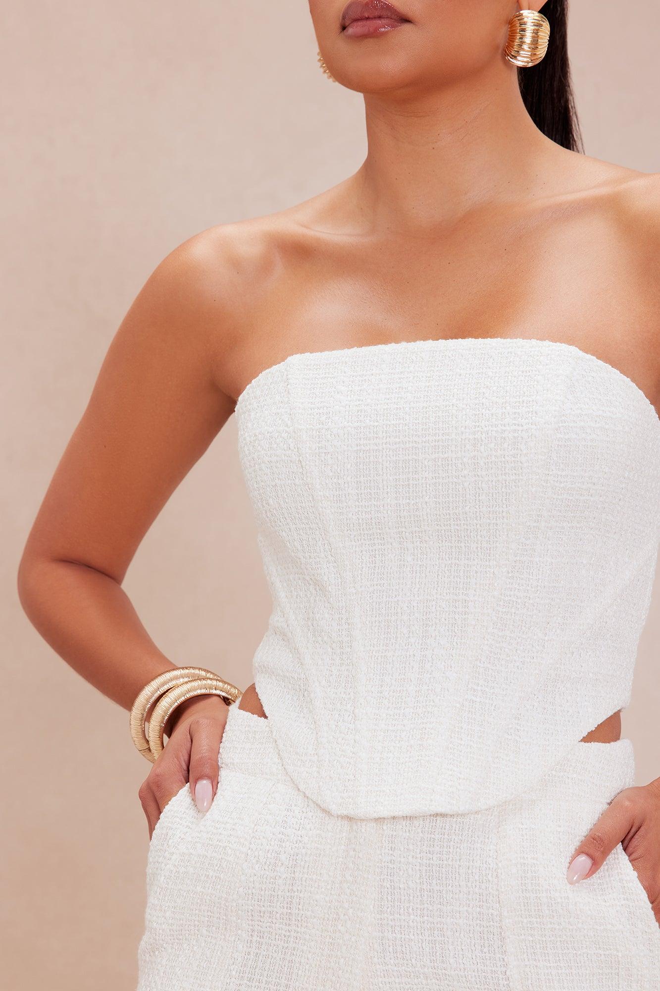 Leah Tweed Wide Leg Pant Set - Cream Product Image