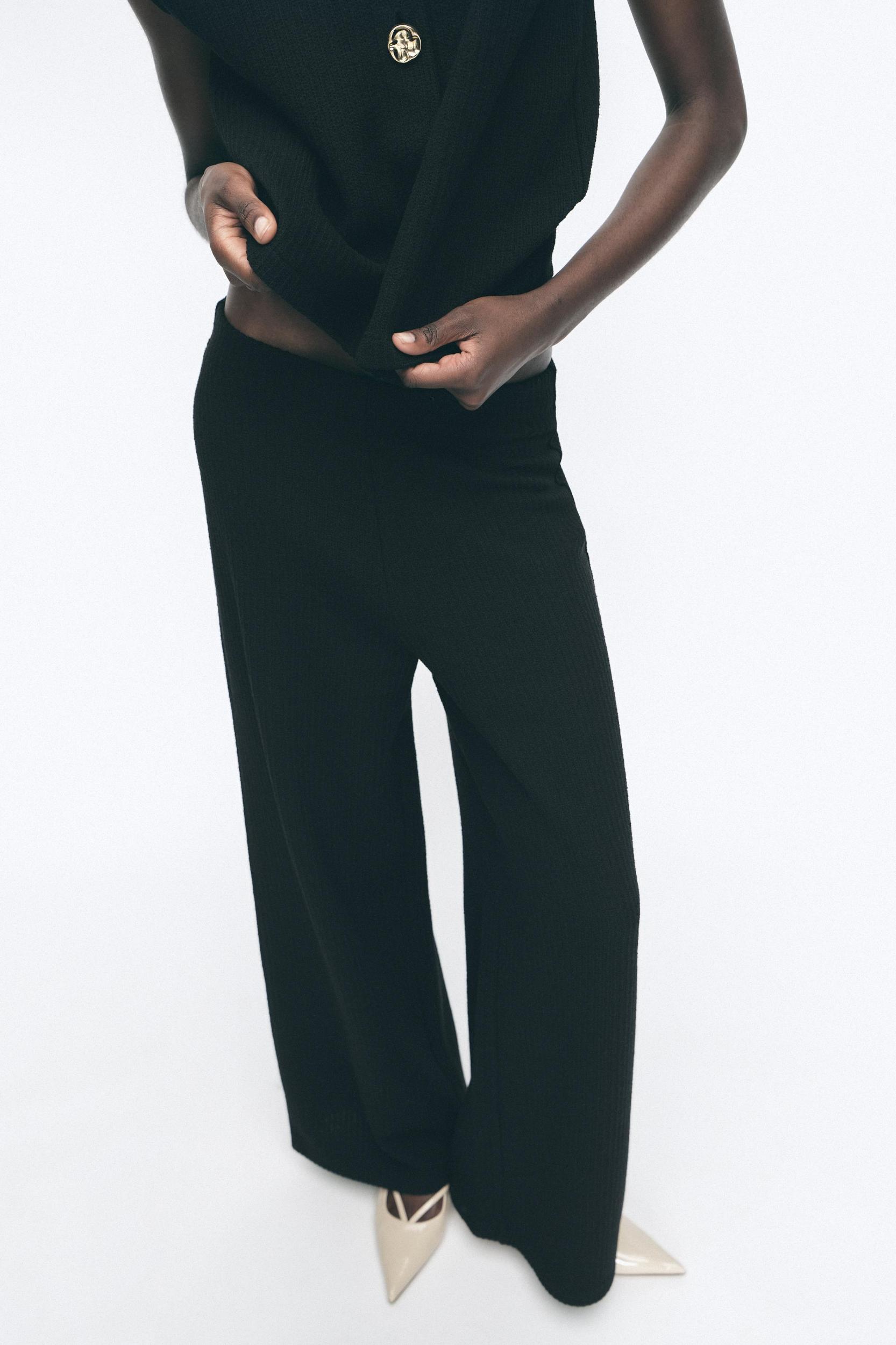 TEXTURED WIDE LEG PANTS Product Image