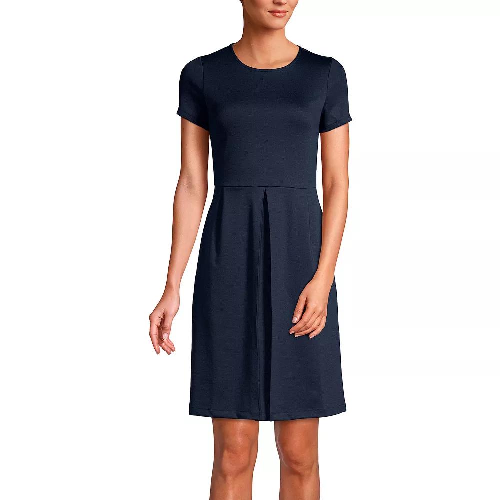 Women's Lands' End School Uniform Short Sleeve Ponte Mini Dress, Size: 4, Classic Blue Product Image