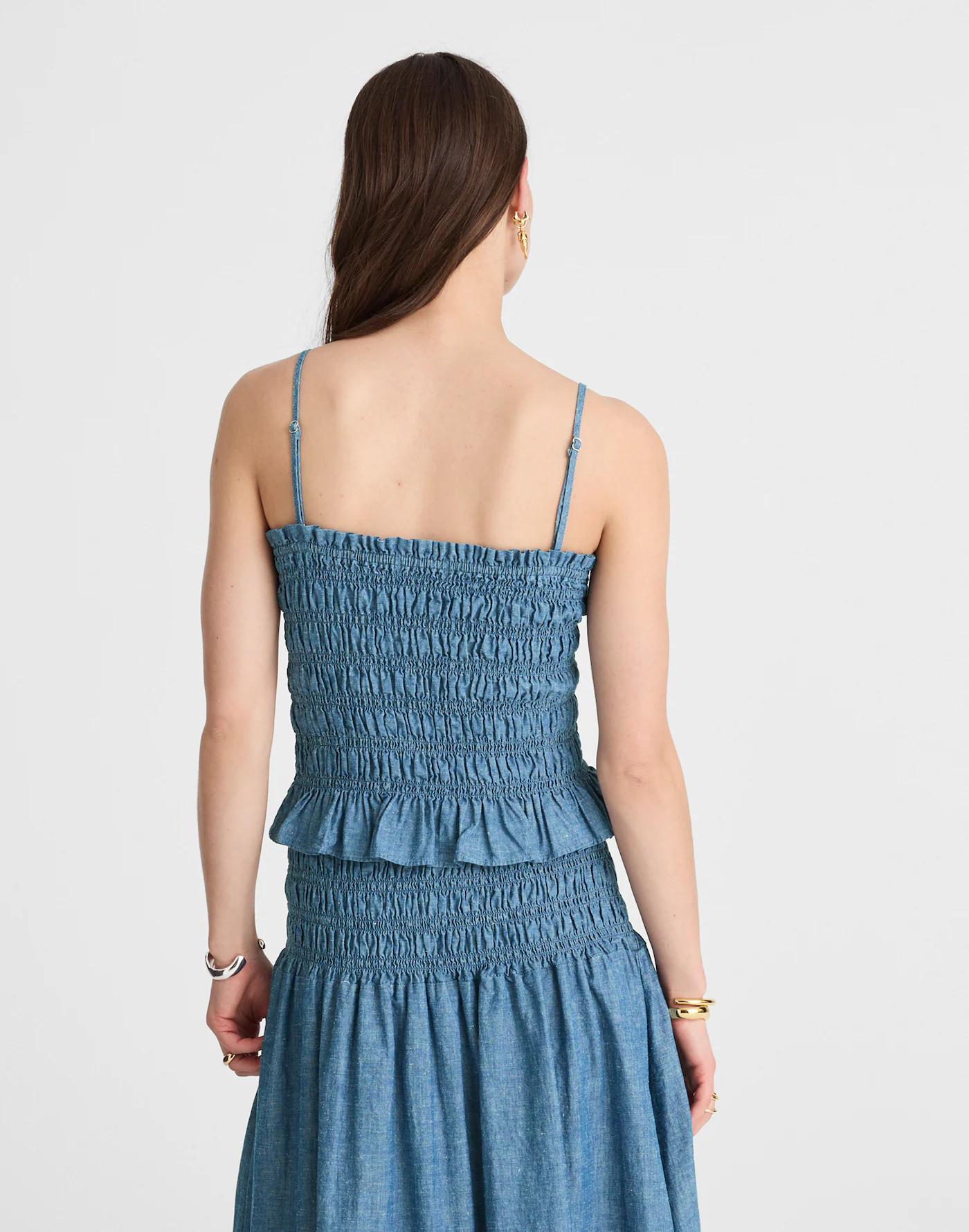 Denim Smocked Tank Product Image