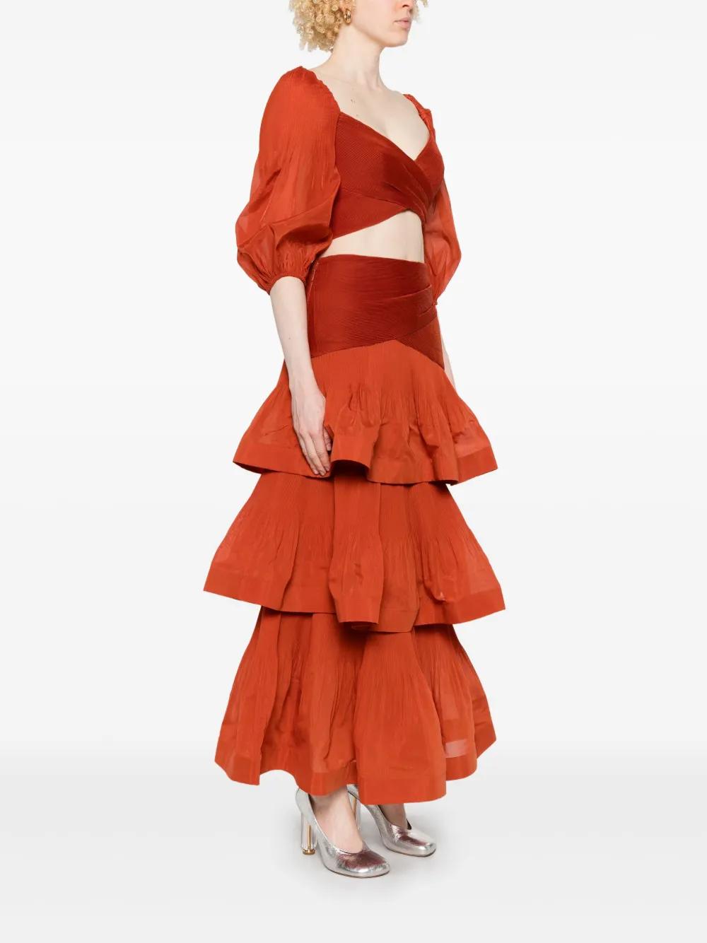 tiered pleated maxi skirt Product Image