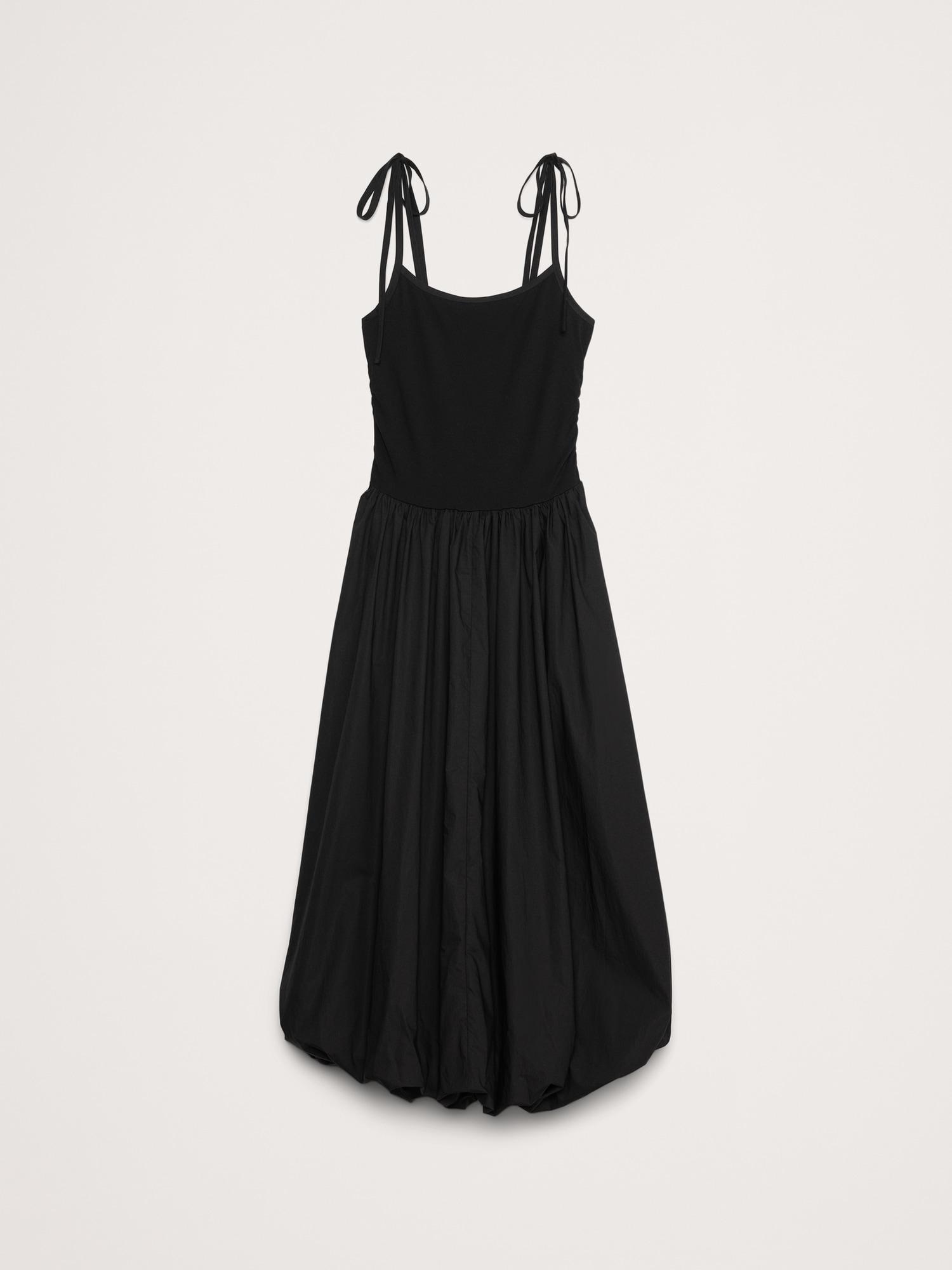 Mixed Media Bubble-Hem Maxi Dress Product Image