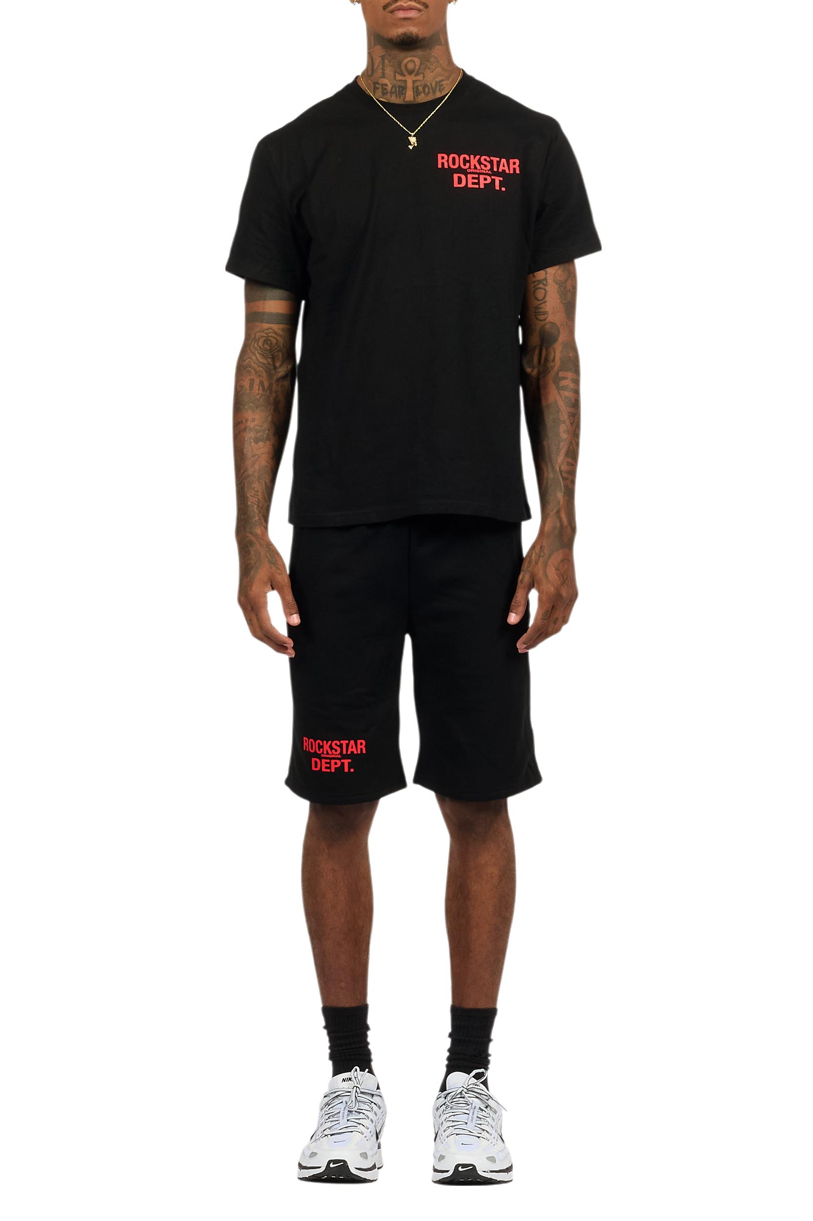 Akos Black/Red T-Shirt/Denim Short Set Male Product Image