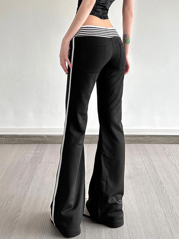 Contrasting Color Waist Straight Leg Pants Product Image