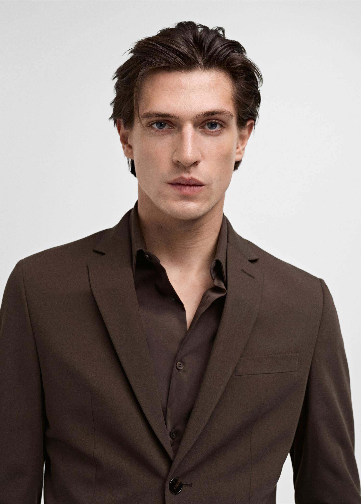 Super slim-fit suit jacket in stretch fabric - Men | MANGO USA Product Image