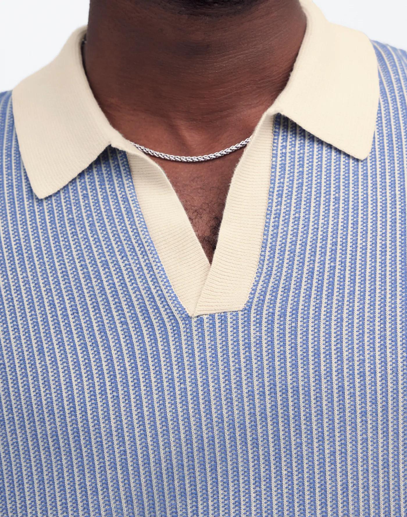 Tuck Stitch Johnny-Collar Sweater Polo Product Image