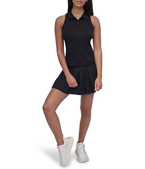 DKNY Sport by Donna Karan Court Pique Collared Neckline Sleeveless Racerback Polo Tank Product Image