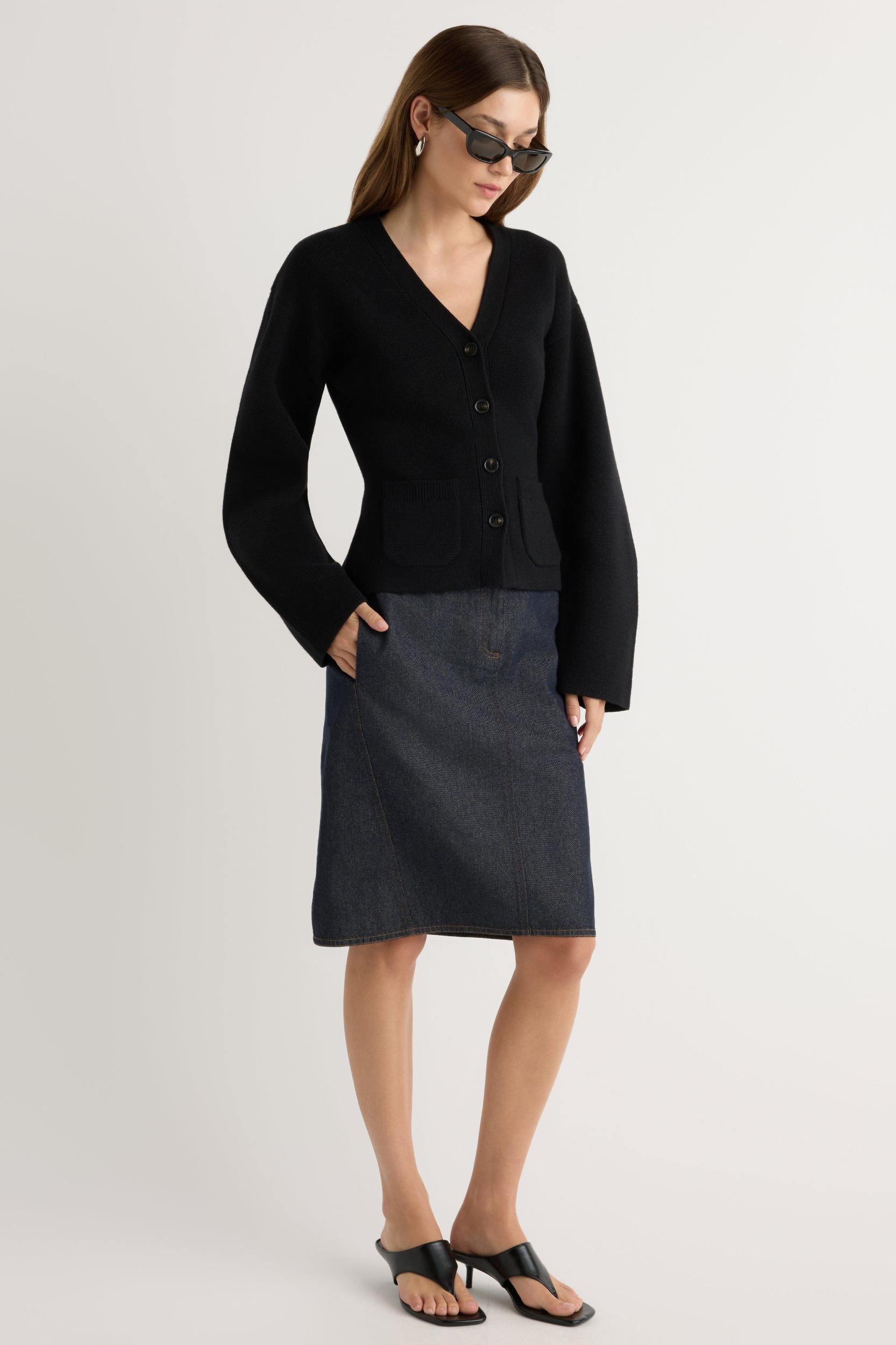 Johanna Knee-Length Denim Skirt Product Image