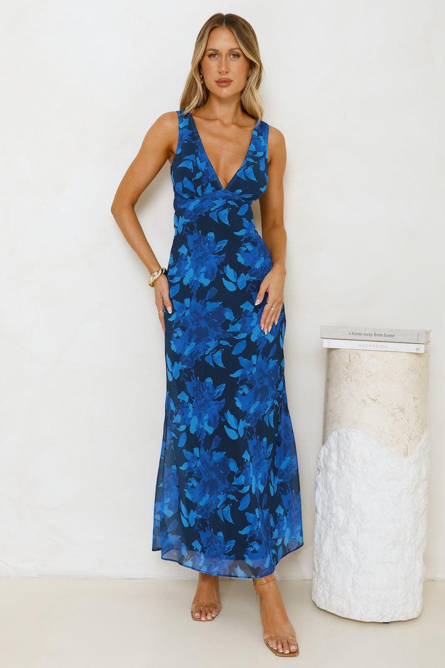 Let's Twirl Maxi Dress Blue Product Image