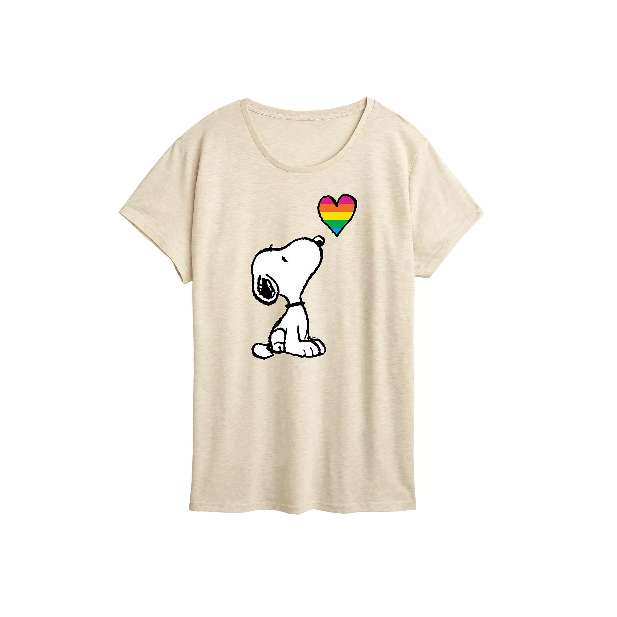 Women's Peanuts Snoopy Rainbow Heart Graphic Tee,  Product Image