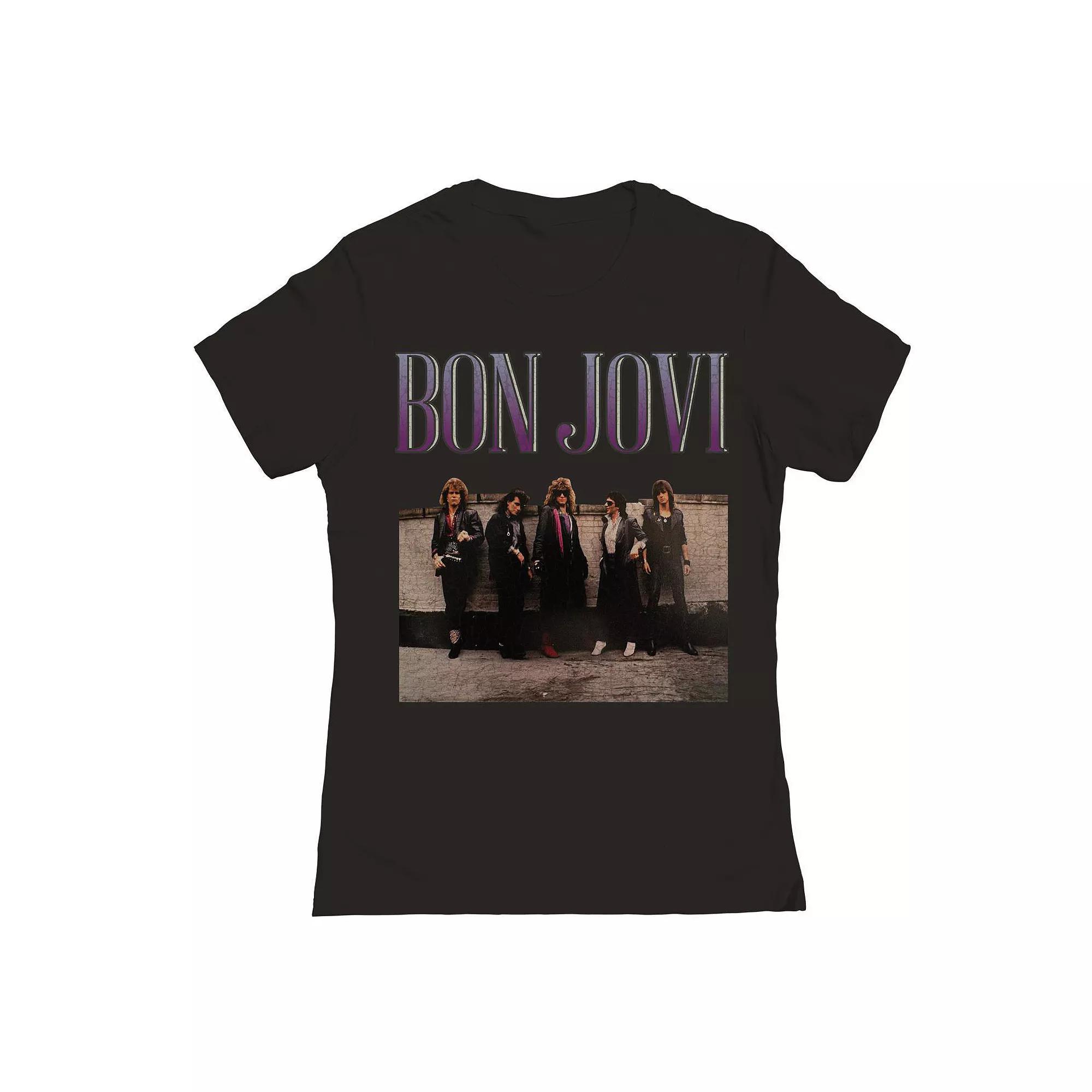 Junior's Bon Jovi Roof Photo Graphic Tee, Girl's, Size: XXL, Black Product Image