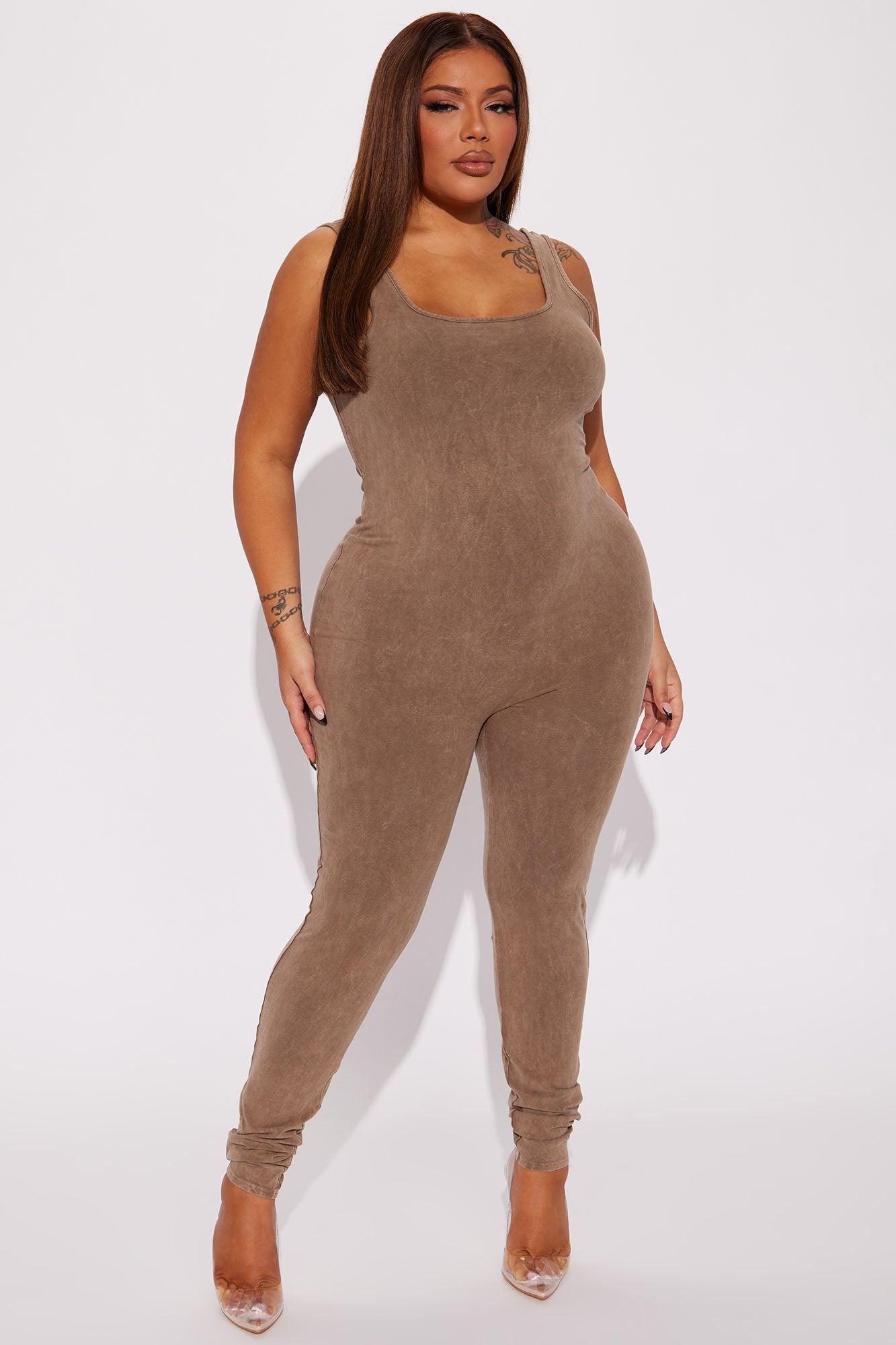 Houston Mineral Wash Jumpsuit - Taupe Product Image