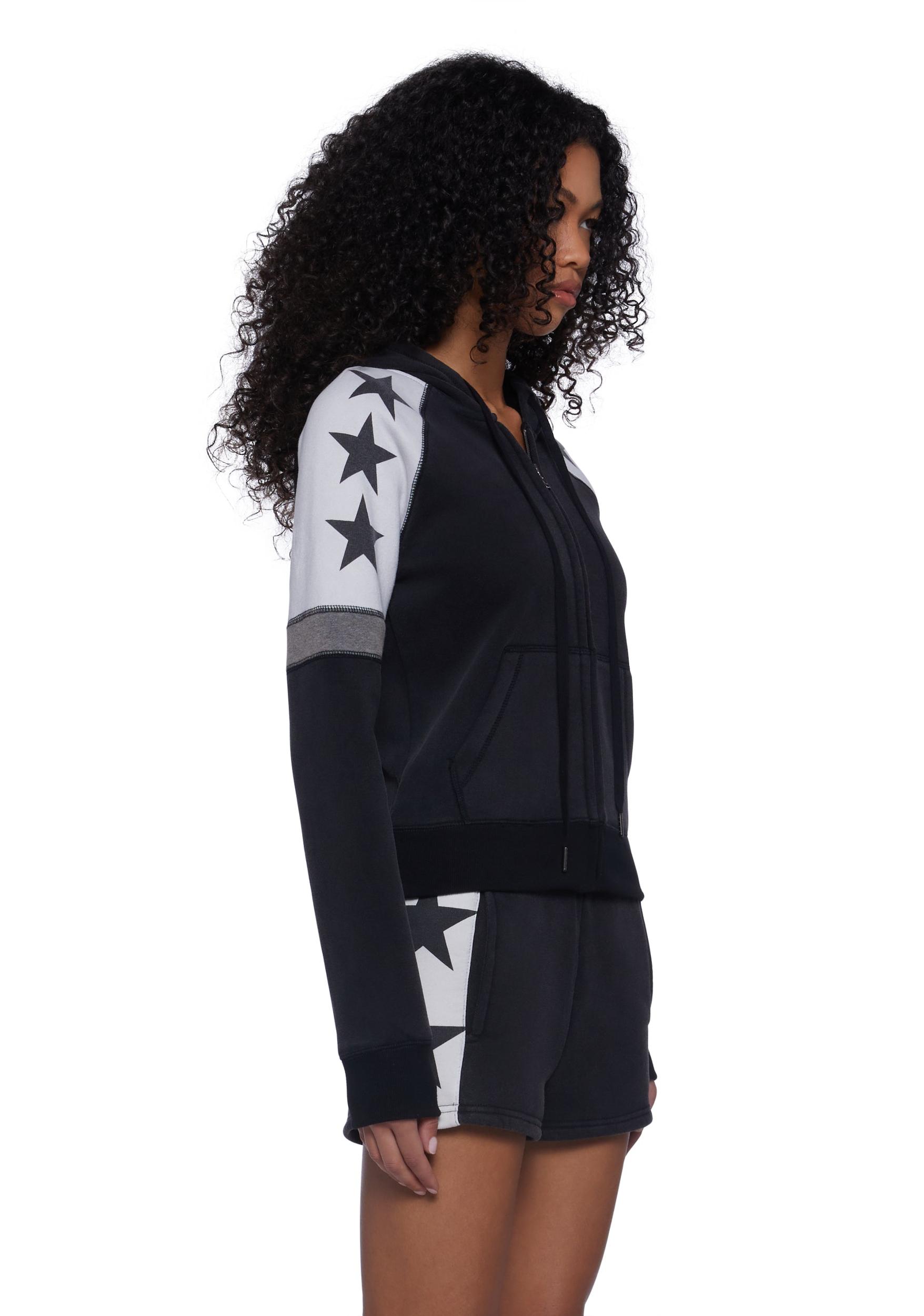 Womens Star Print Hoodie Current Mood - Black Product Image