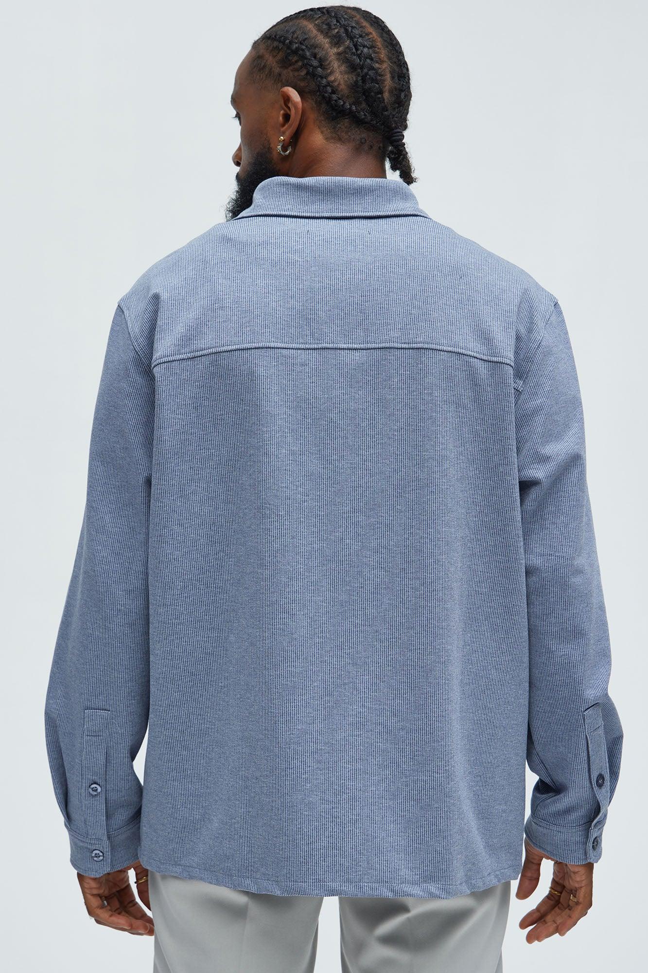 What U Need Stripe Button Up Shirt - Navy/combo Product Image