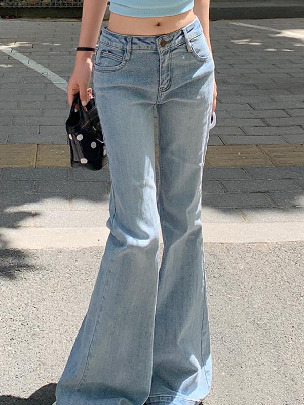 Bamboo Pattern Vintage Flare Jeans Product Image