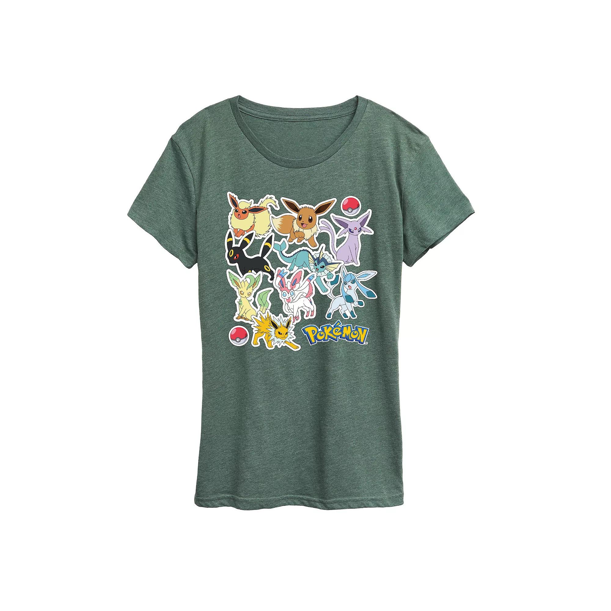 Women's Pokemon Eeveelution Stickers Graphic Tee, Girl's,  Product Image