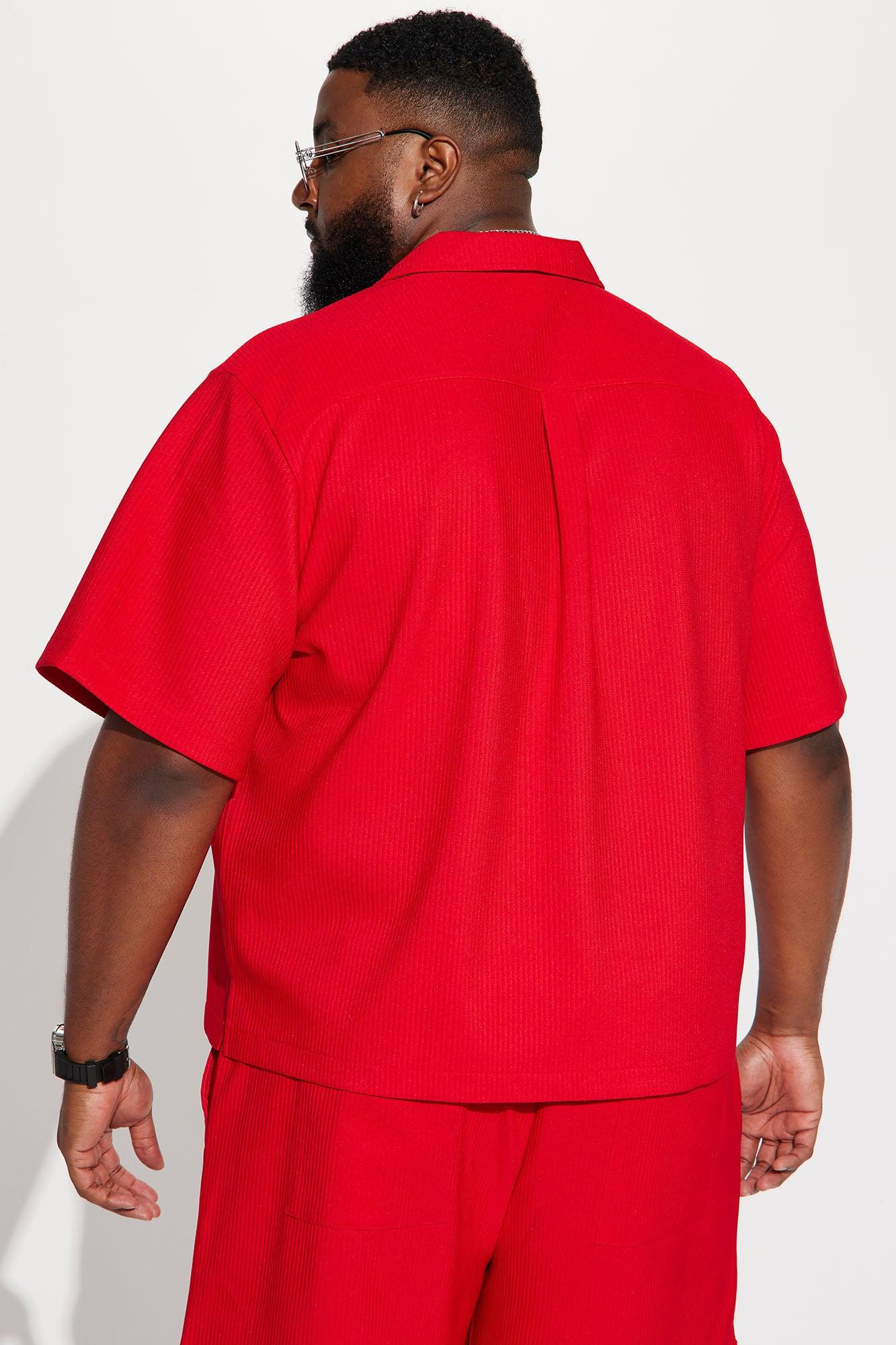 Show Up Short Sleeve Cuban Shirt - Red Product Image