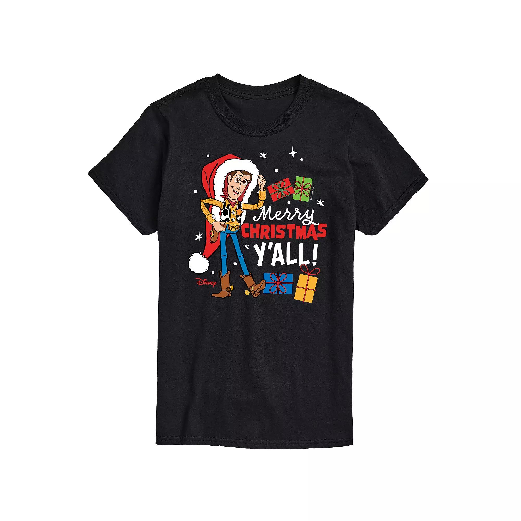 Disney / Pixar’s Toy Story 4 Big & Tall Merry Christmas Yall Woody Graphic Tee, Men's,  Product Image