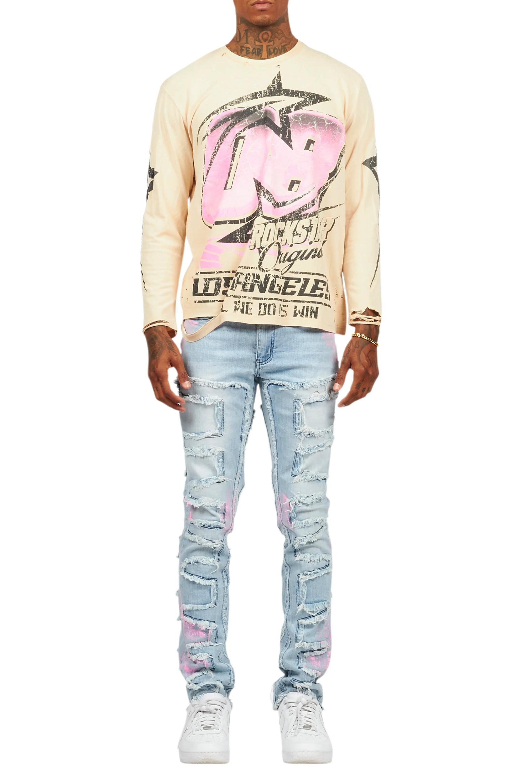 Kastell Vintage Sand Long Sleeve Graphic T-Shirt Male Product Image