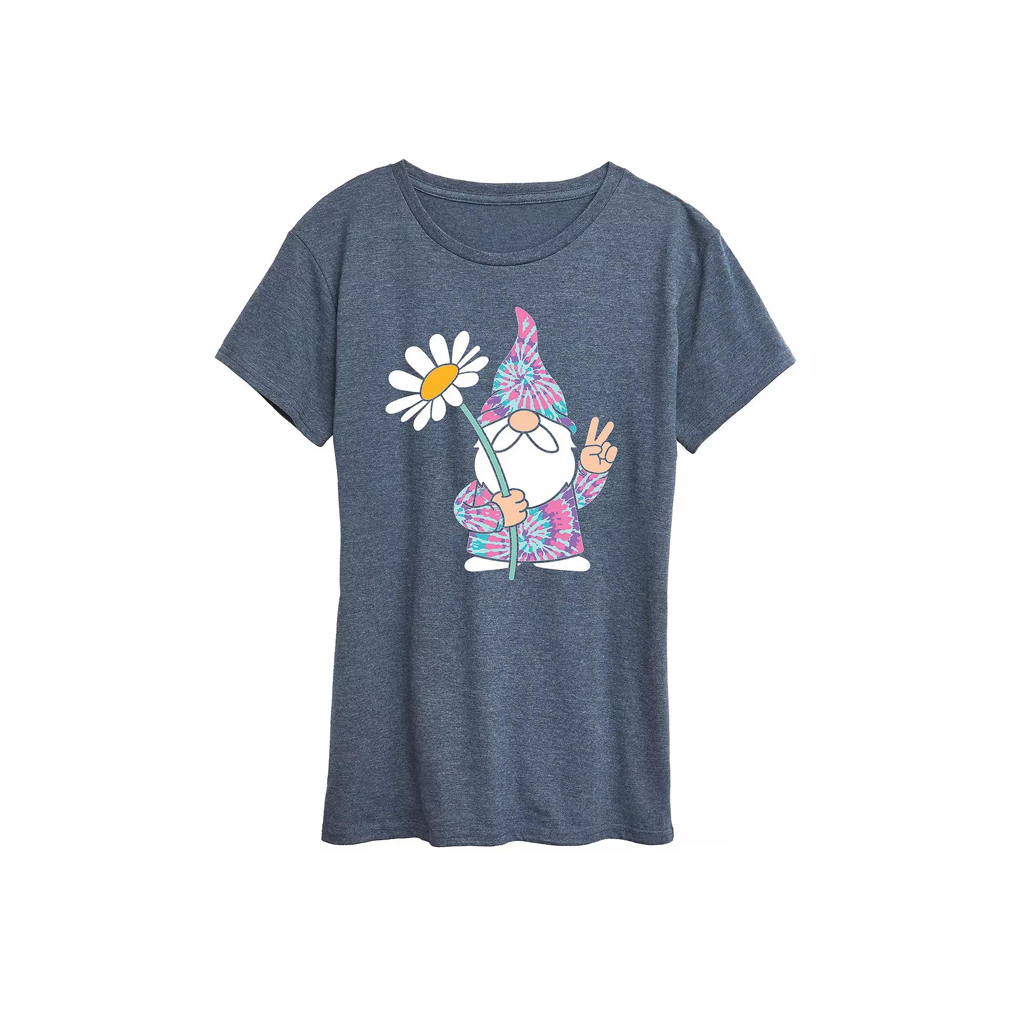 Women's Tie Dye Gnome With Daisy Graphic Tee,  Product Image