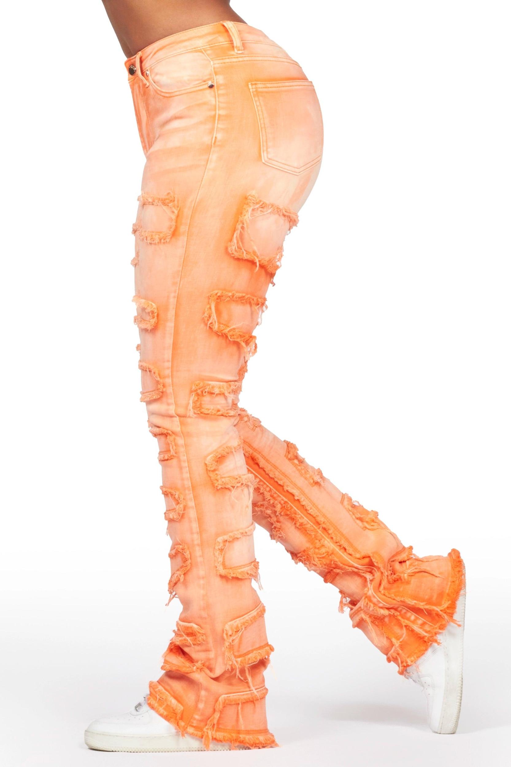 Zariyah Orange Stacked Flare Jean Female Product Image