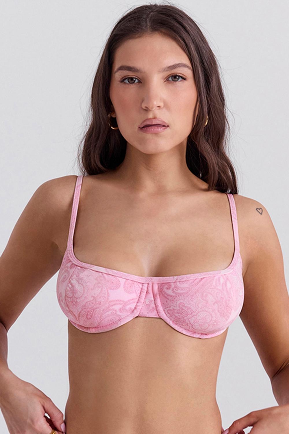 Antibes  pink paisley underwired bikini top Product Image