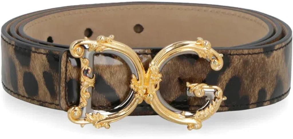 DOLCE & GABBANA Dg Leopard-print Patent Leather Belt In Multi Product Image