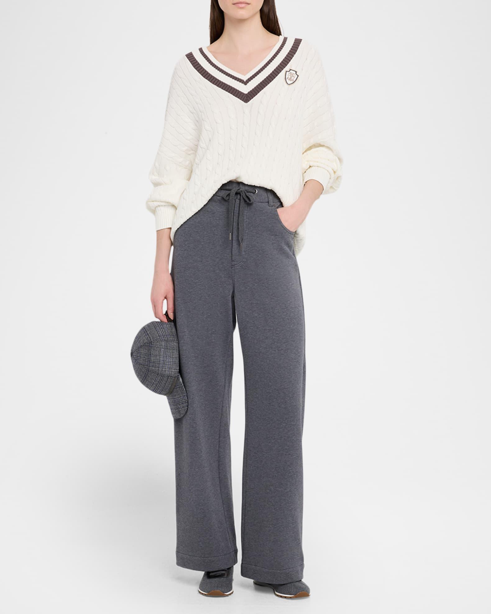 Wide-Leg Knit Trousers Product Image