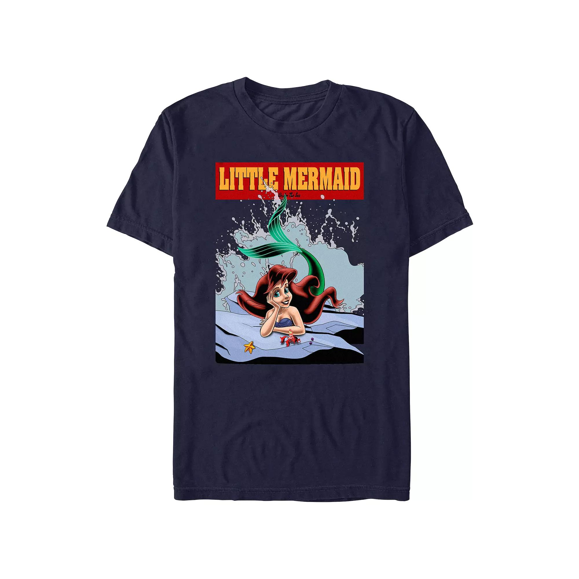 Disney's The Little Mermaid Ariel On A Rock Poster Juniors' Boyfriend Graphic Tee, Women's,  Product Image