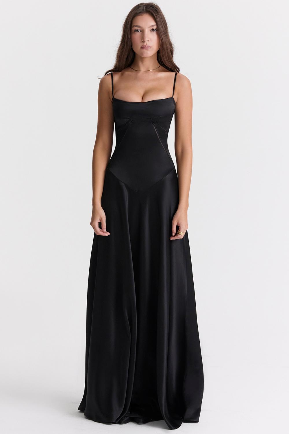 Anabella  black lace up maxi dress Product Image