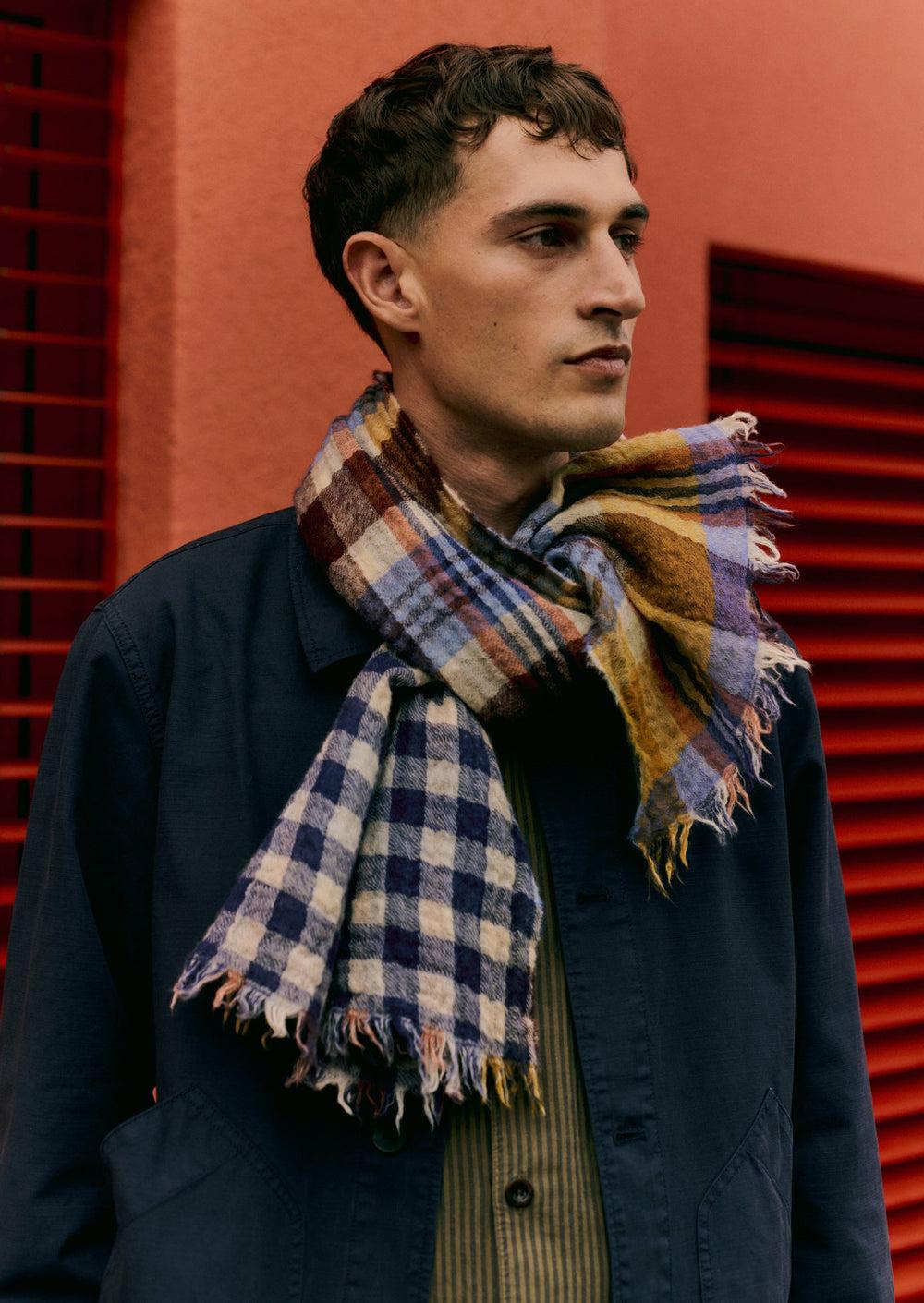 Dual Check Handwoven Knot Scarf | Earth/Multi Product Image