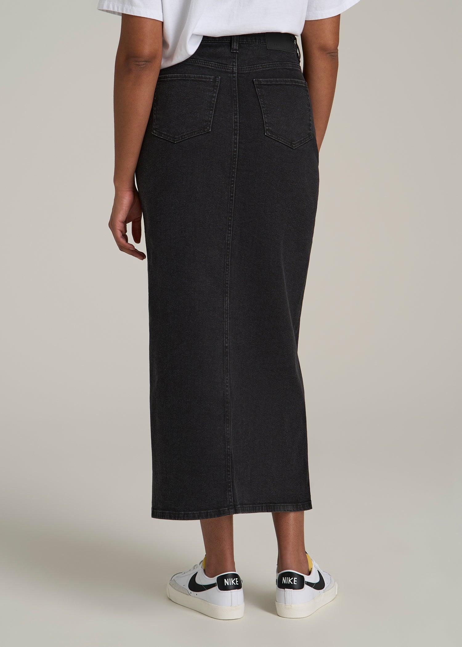 Denim Maxi Skirt for Tall Women in Onyx Black Wash Female Product Image