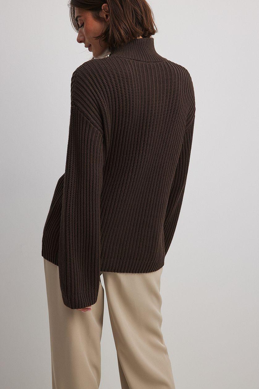 High Neck Zipped Knitted Sweater Product Image