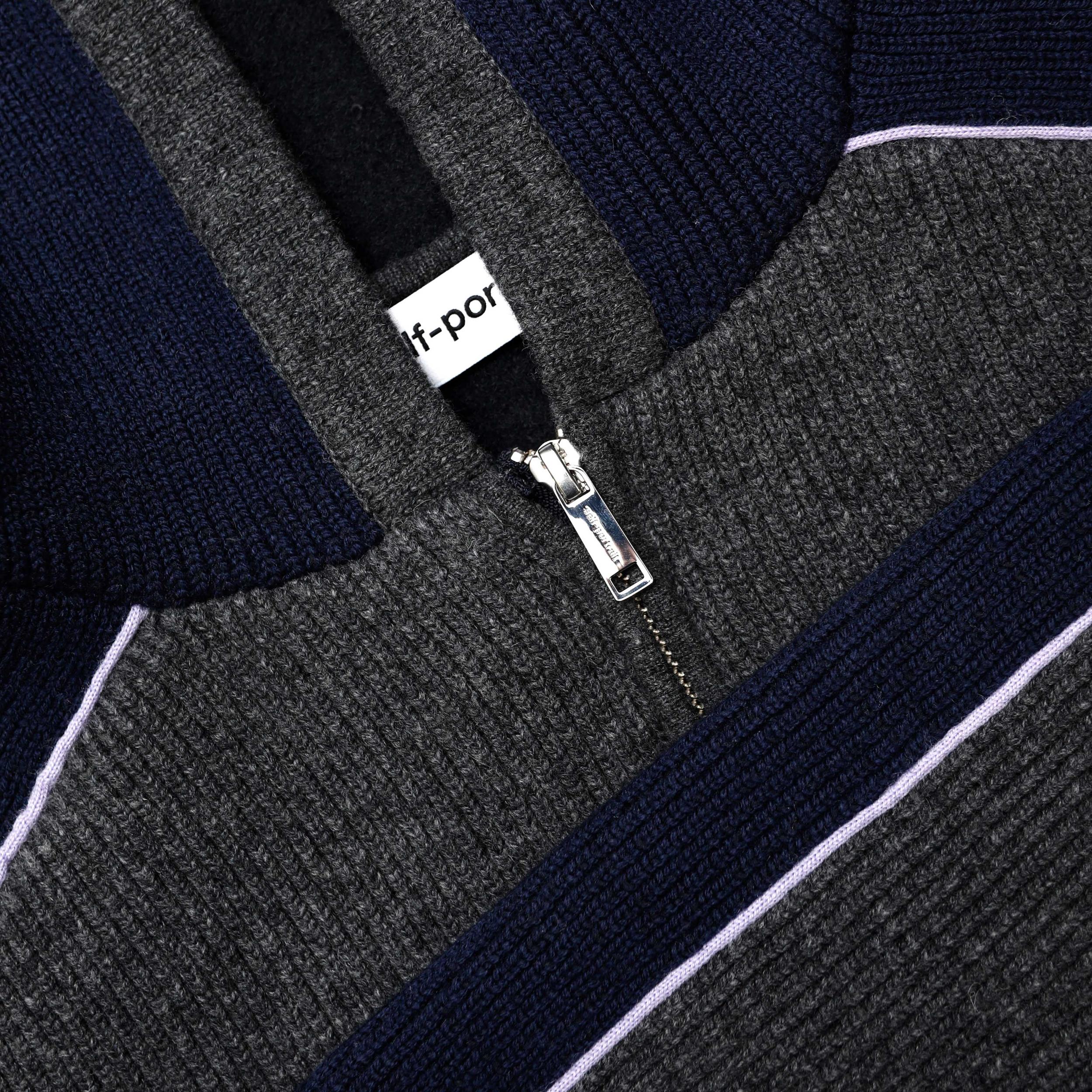 Grey Ribbed Knit Hoodie Product Image