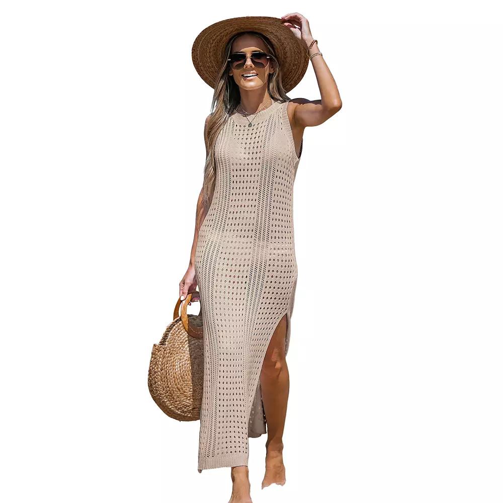 Women's Cupshe Open Knit Split Hem Maxi Cover-Up Dress,  Product Image