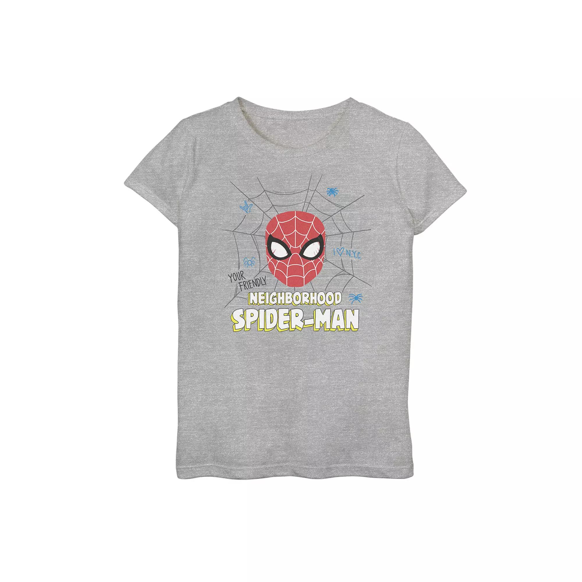 Girls 7-16 Marvel Spider-Man Your Friendly Neighborhood Spider-Man Graphic Tee, Girls Athletic Grey Product Image