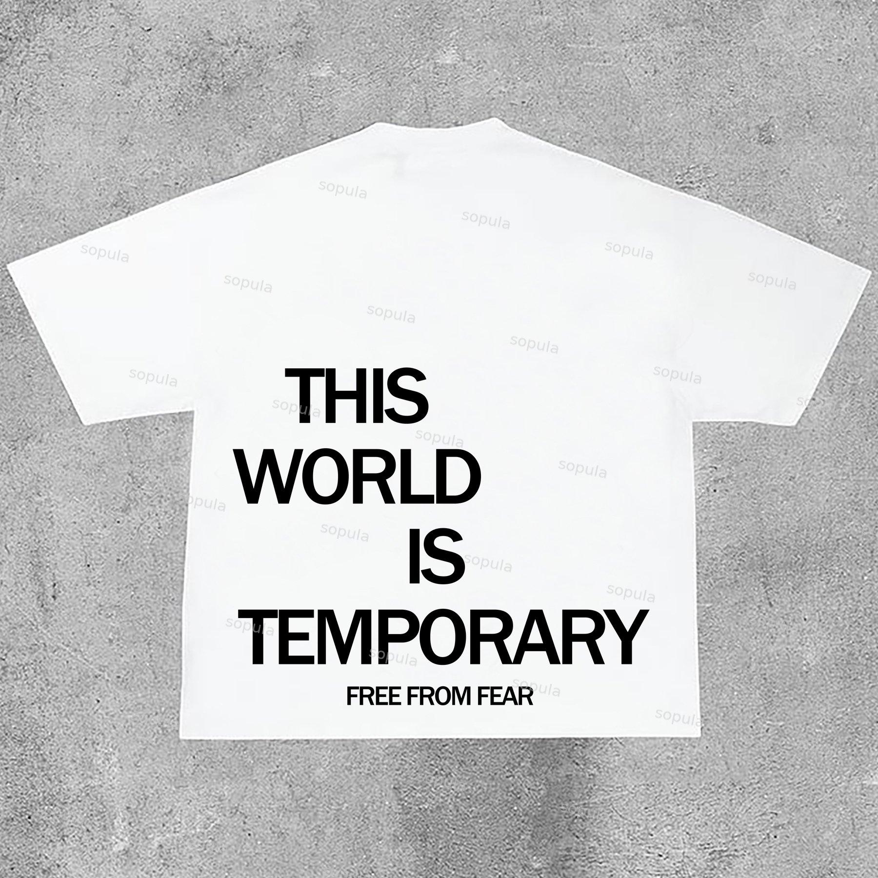 Sopula This World Is Temporary Print Cotton T-Shirt Product Image